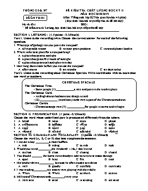 Đề kiểm tra chất lượng học kỳ II môn Tiếng Anh Lớp 8 - Đề số 01 - Năm học 2018-2019 (Có đáp án)
